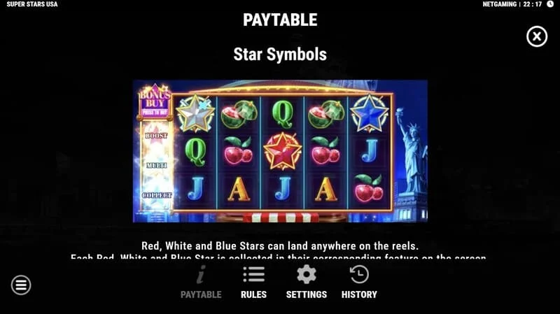 Super Stars USA - Simbol bintang dalam Hold & Win